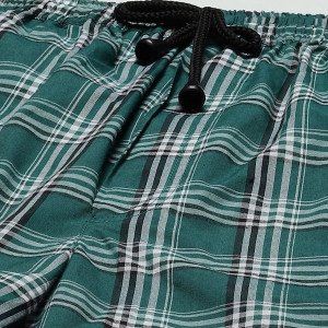 Men Green & White Checked Cotton Night suit